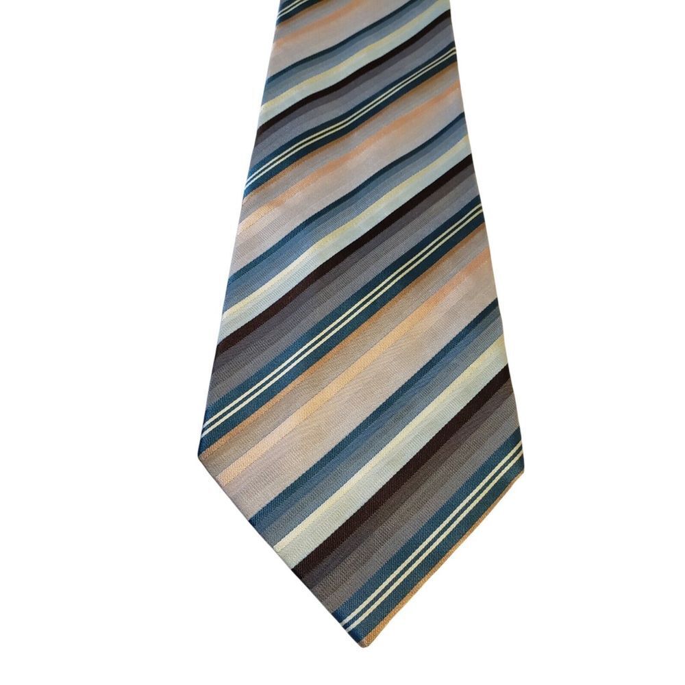 Van Heusen Neck Tie Mens Teal Gray Black Stripe Business Suit‎ Casual Church